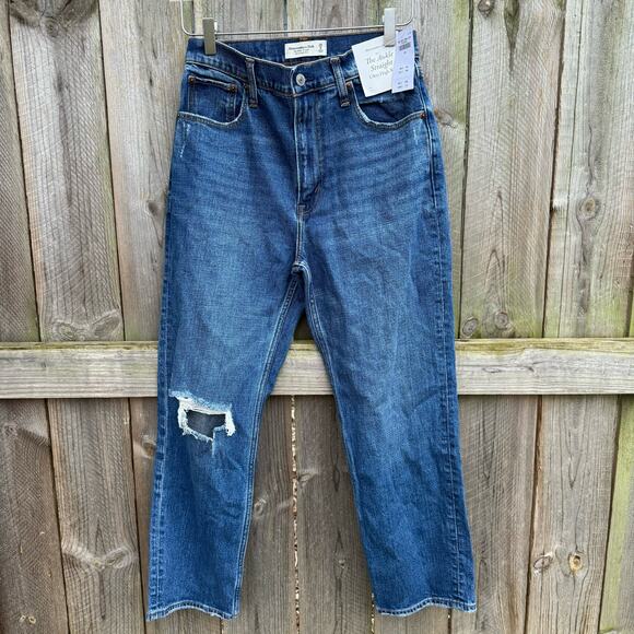Abercrombie & Fitch Jeans The Ankle Straight Ultra High Rise Size 28/6 Blue NWT - Picture 1 of 9